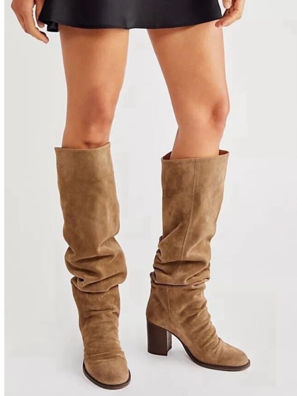 FREE PEOPLE Elle tall suede leather slouchy boots